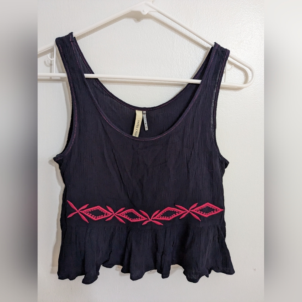 Paper Crane Crop Tank Top Peplum, S